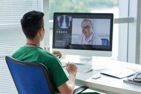 Doctor on a video conference