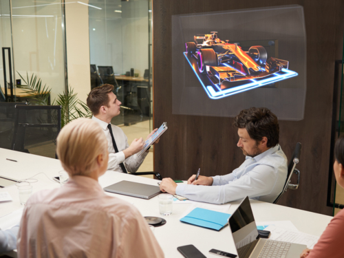 Business meeting with Hypervsn display screen