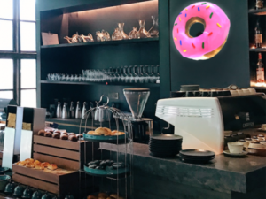 Hologram of a donut in a coffee shop