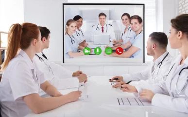 Doctors on a video conference