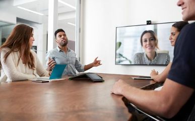 Employees video conferencing