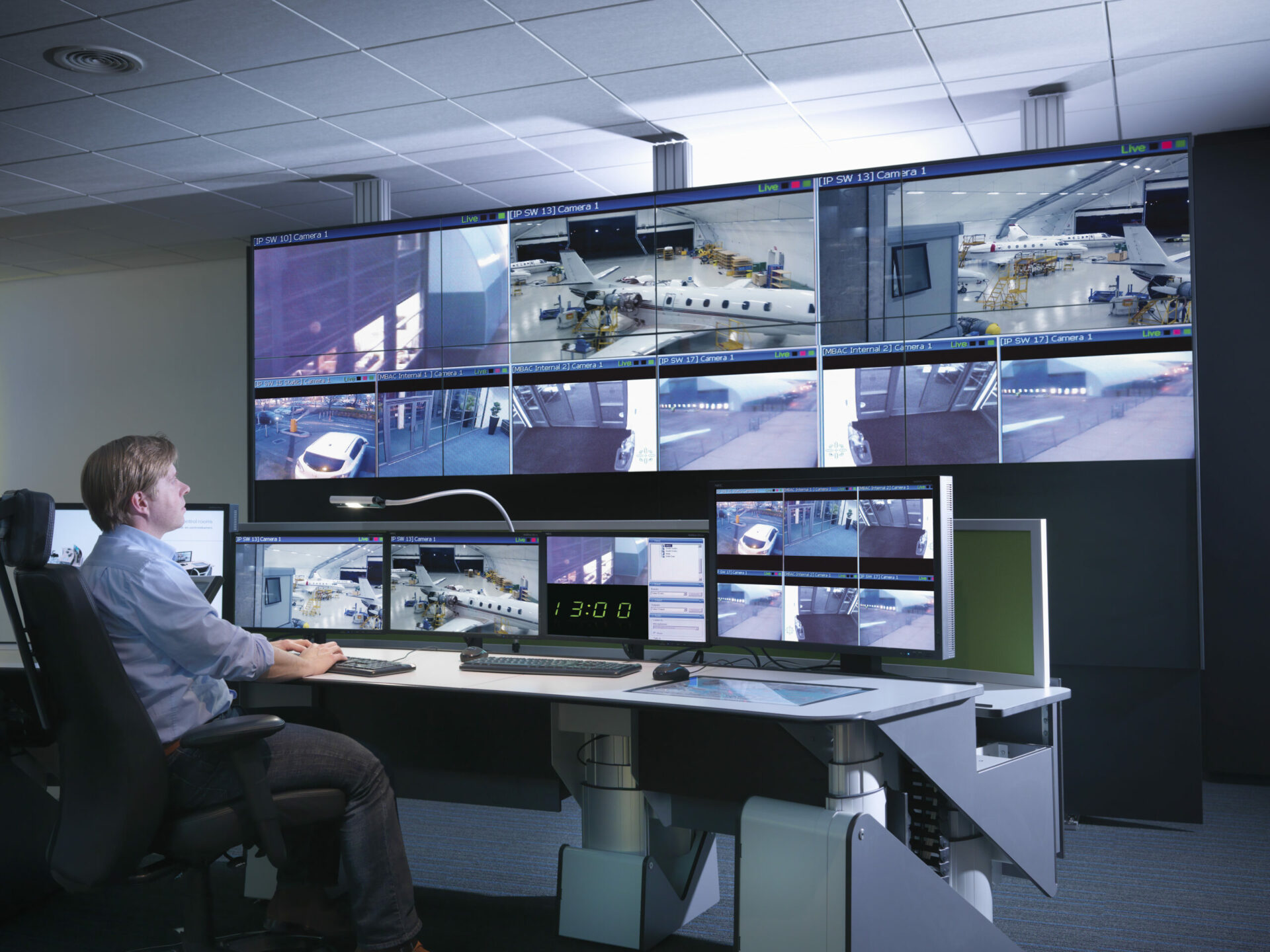 Control monitoring system with multiple AV screens