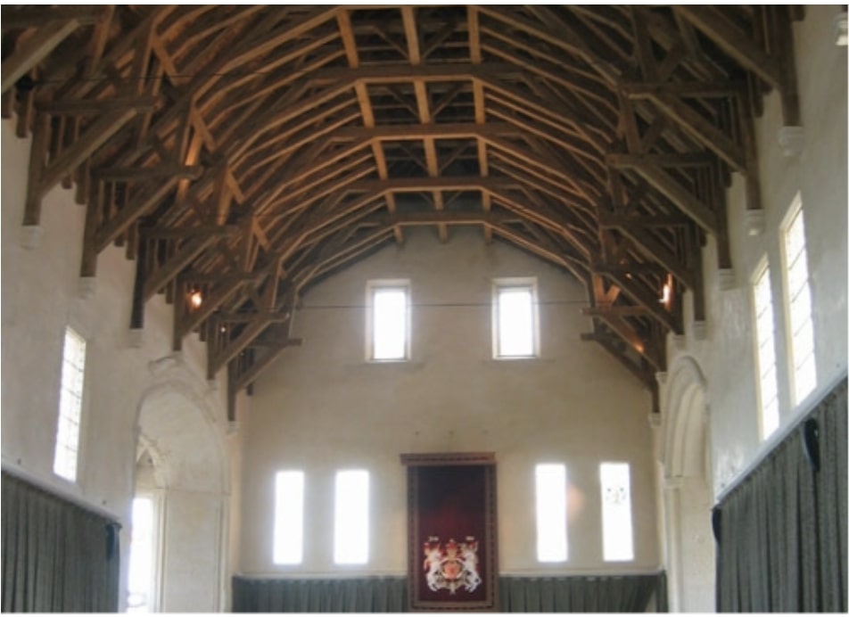 Church ceiling shows the wood structure