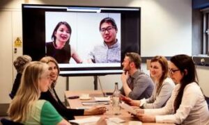 People on a video conference in a business meeting