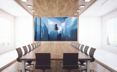 a video wall in a meeting room